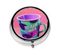 Portable 3-Compartment Pill Box - Round Daily Medicine Organizer for Pocket or Purse, 90's Cup Design Ideal for Morning, Noon & Evening Doses