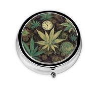 Portable 3-Compartment Pill Box - Round Daily Medicine Organizer for Pocket or Purse, A Puff in Time Weed Marijuana Ideal for Morning, Noon & Evening Doses