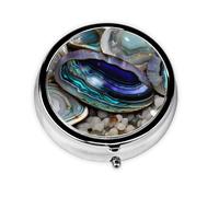 Portable 3-Compartment Pill Box - Round Daily Medicine Organizer for Pocket or Purse, Abalone Nacre Ideal for Morning, Noon & Evening Doses