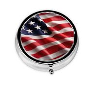 Portable 3-Compartment Pill Box - Round Daily Medicine Organizer for Pocket or Purse, American Flag Ideal for Morning, Noon & Evening Doses