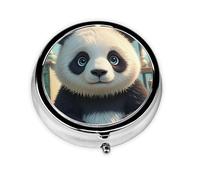 Portable 3-Compartment Pill Box - Round Daily Medicine Organizer for Pocket or Purse, Anime Panda Face Ideal for Morning, Noon & Evening Doses