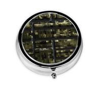 Portable 3-Compartment Pill Box - Round Daily Medicine Organizer for Pocket or Purse, Army Digital Camouflage Ideal for Morning, Noon & Evening Doses