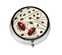 Portable 3-Compartment Pill Box - Round Daily Medicine Organizer for Pocket or Purse, Art Ladybug Ideal for Morning, Noon & Evening Doses