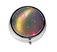Portable 3-Compartment Pill Box - Round Daily Medicine Organizer for Pocket or Purse, Beautiful Galaxy Ideal for Morning, Noon & Evening Doses