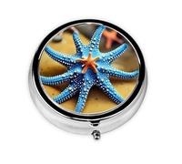 Portable 3-Compartment Pill Box - Round Daily Medicine Organizer for Pocket or Purse, Beautiful Starfish Ideal for Morning, Noon & Evening Doses