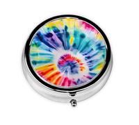 Portable 3-Compartment Pill Box - Round Daily Medicine Organizer for Pocket or Purse, Beautiful World Rainbow Tribe Ideal for Morning, Noon & Evening Doses