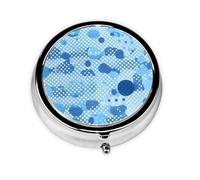 Portable 3-Compartment Pill Box - Round Daily Medicine Organizer for Pocket or Purse, Blue Polka Dot Print Ideal for Morning, Noon & Evening Doses