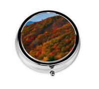 Portable 3-Compartment Pill Box - Round Daily Medicine Organizer for Pocket or Purse, Blue Ridge Parkway Mountains Ideal for Morning, Noon & Evening Doses