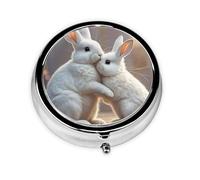 Portable 3-Compartment Pill Box - Round Daily Medicine Organizer for Pocket or Purse, Bunny Hug Ideal for Morning, Noon & Evening Doses