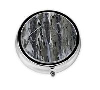 Portable 3-Compartment Pill Box - Round Daily Medicine Organizer for Pocket or Purse, Cold Tree Camouflage Ideal for Morning, Noon & Evening Doses