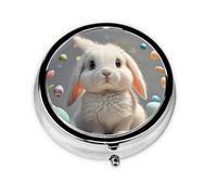 Portable 3-Compartment Pill Box - Round Daily Medicine Organizer for Pocket or Purse, Cute Easter Bunny Ideal for Morning, Noon & Evening Doses