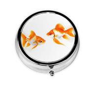 Portable 3-Compartment Pill Box - Round Daily Medicine Organizer for Pocket or Purse, Cute Goldfish Ideal for Morning, Noon & Evening Doses