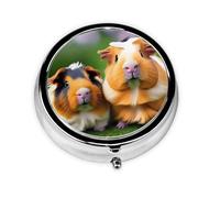 Portable 3-Compartment Pill Box - Round Daily Medicine Organizer for Pocket or Purse, Cute Guinea Pigs Ideal for Morning, Noon & Evening Doses
