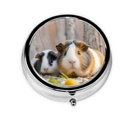 Portable 3-Compartment Pill Box - Round Daily Medicine Organizer for Pocket or Purse, Cute GuineaPig Ideal for Morning, Noon & Evening Doses