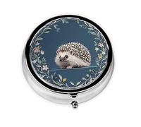 Portable 3-Compartment Pill Box - Round Daily Medicine Organizer for Pocket or Purse, Cute Little Hedgehog Ideal for Morning, Noon & Evening Doses