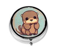 Portable 3-Compartment Pill Box - Round Daily Medicine Organizer for Pocket or Purse, Cute Otter Ideal for Morning, Noon & Evening Doses