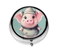 Portable 3-Compartment Pill Box - Round Daily Medicine Organizer for Pocket or Purse, Cute Pig Ideal for Morning, Noon & Evening Doses