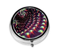 Portable 3-Compartment Pill Box - Round Daily Medicine Organizer for Pocket or Purse, Fantasy Sci-Fi Dizziness Ideal for Morning, Noon & Evening Doses
