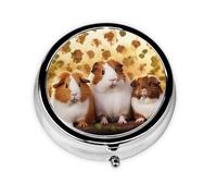 Portable 3-Compartment Pill Box - Round Daily Medicine Organizer for Pocket or Purse, Guinea Pigs1 Ideal for Morning, Noon & Evening Doses