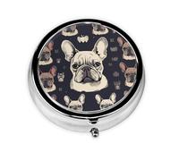 Portable 3-Compartment Pill Box - Round Daily Medicine Organizer for Pocket or Purse, I Love French Bulldog Ideal for Morning, Noon & Evening Doses