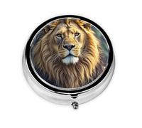 Portable 3-Compartment Pill Box - Round Daily Medicine Organizer for Pocket or Purse, Lion Image Ideal for Morning, Noon & Evening Doses