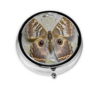 Portable 3-Compartment Pill Box - Round Daily Medicine Organizer for Pocket or Purse, Moth Ideal for Morning, Noon & Evening Doses