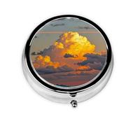 Portable 3-Compartment Pill Box - Round Daily Medicine Organizer for Pocket or Purse, Orange Sky Ideal for Morning, Noon & Evening Doses