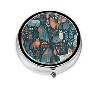 Portable 3-Compartment Pill Box - Round Daily Medicine Organizer for Pocket or Purse, Scandinavian Animals Ideal for Morning, Noon & Evening Doses