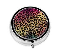 Portable 3-Compartment Pill Box - Round Daily Medicine Organizer for Pocket or Purse, Star Leopard Print Ideal for Morning, Noon & Evening Doses