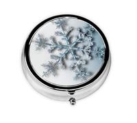 Portable 3-Compartment Pill Box - Round Daily Medicine Organizer for Pocket or Purse, Transparent Snowflake Ideal for Morning, Noon & Evening Doses