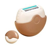 Portable 3 Layer Shaver with Rotating Lid, Compact Rotary Travel Shaver with Smooth Moisture Band, Precision Triple Blade Wet and Dry Grooming Tool for Legs, Armpits and