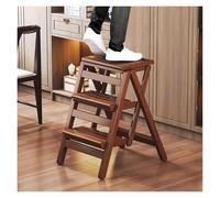 Portable 3-Step Folding Wooden Stool - Non-Slip Ladder Chair for Kitchen Countertops & High Spaces - Versatile Step Stool for Safe, Easy Access and Use