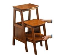 Portable 3-Step Wooden Library Ladder Chair & Stool Modern Footrest for Counter Seating Versatile Small Play Table Space-Saving Bench for Home & Office