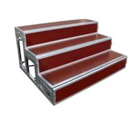 Portable 3-Tier Choir Risers Stage Steps, Non-Slip Choir Platform Stairs with Dual Support Rods, Heavy-Duty Standing Stage Riser for School Performances(Red)