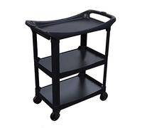 Portable 3-Tier Hand Truck Storage Cart, Hotel Catering Trolley for Aircraft Cabin, Multi-Function Plastic Linen Collection Cart, Gray, 111 x 52.4 x 94 cm, Heavy-Duty Des