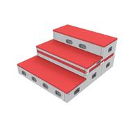 Portable 3 Tiers Choir Risers, Choir Stairs Platform, Stage Riser, Group Shot Staircase Platform for Classroom Church(Red)