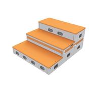 Portable 3 Tiers Choir Risers, Choir Stairs Platform, Stage Riser, Group Shot Staircase Platform for Classroom Church(Orange)