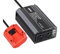 Portable 300W Inverter for 18V 20V Battery DC to 110V AC with Multi-Device Ports Power Converter for Tools Small Appliances Camping Outdoor Overload Protection in Blue Red (C)