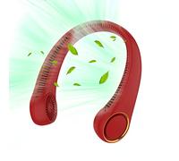 Portable 360 Personal Fan, Hands Free Bladeless - Wearable Quiet Fan for Outdoor Indoor, Birthday Gifts for Men, Women, Mom, Dad - 4000mAh Battery USB Rechargeable, 3-Speeds (Red)