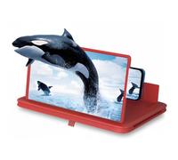 Portable 3D HD Phone Screen Magnifier, 2026 New Thin Foldable Screen Amplifier for Mobile Phone, Screen Magnifier for Smartphone with Folding Stand Holder, for Videos, Gaming (Red, 12 Inches)