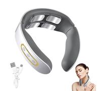 Portable 3D Heated Neck Massager, 4-Head Electric Heated Cervical Spine Massager, 6 Modes & 9 Intensity Levels, U Shaped Neck Massager for Neck Pain Relief, Gifts for Women Men Home Car Office (white)