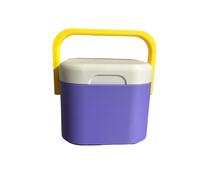 Portable 4-Can Beverage Cooler, 3D Printed Retro Drink Tote with Built-in Handle, Lightweight Insulated Holder for Camping, Pool Party (Purple)