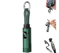 Portable 4 in 1 Digital Display Keychain Charger Cable, Short Braided Nylon USB C Fast Charging Phone Lanyard Data Cord, Multi-Interface Connector for Car and Office (Green)