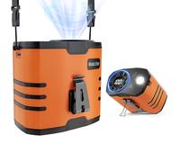 Portable 4 in1 Waist/Neck/Desk Fan with light and LED Display,10-Speed 16000RPM, 40H Runtime Cooling Personal Waist Belt Fan Clip on, Hands-Free Hanging Neck Fan for Outdoors, Hiking, Jobsite (Orange)