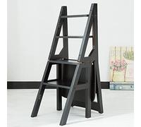 Portable 4-Step Wooden Ladder Chair - Folding Stepladder for Home, Library, Foot Stools, Shoe Bench, Flower Rack - Multi-Functional Climbing Stool