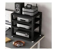 Portable 4-Tier Desktop Shelf with Wooden Storage - Movable Corner Rack for Videos and Cabinets 45CM Wide Black - Perfect for nizing and Displaying Your Essentials