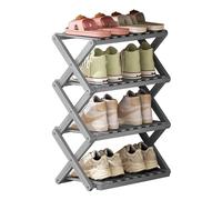Portable 4-Tier Shoe Rack Foldable Space-Saving Design for Bedroom & Hallway No Assembly Required Gray Holds Over 12 Pairs of Shoes