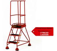 Portable 4 Tread Mobile Warehouse Steps With Safety Guardrail In Red