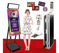 Portable 40" Magic Mirror Photo Booth with Printer,App-Controlled,Built in Mini PC and 21.5'' Touch Screen Selfie Photobooth Machine for Party (Black,with Printer)