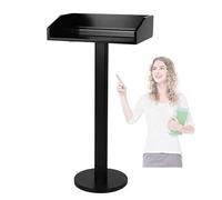 Portable 45.8in Steel-Wood Slanted Podium Lectern | Floor-Standing Welcome Desk for Conferences Weddings Speeches & Events | Ideal Presentation & Speaking Solution